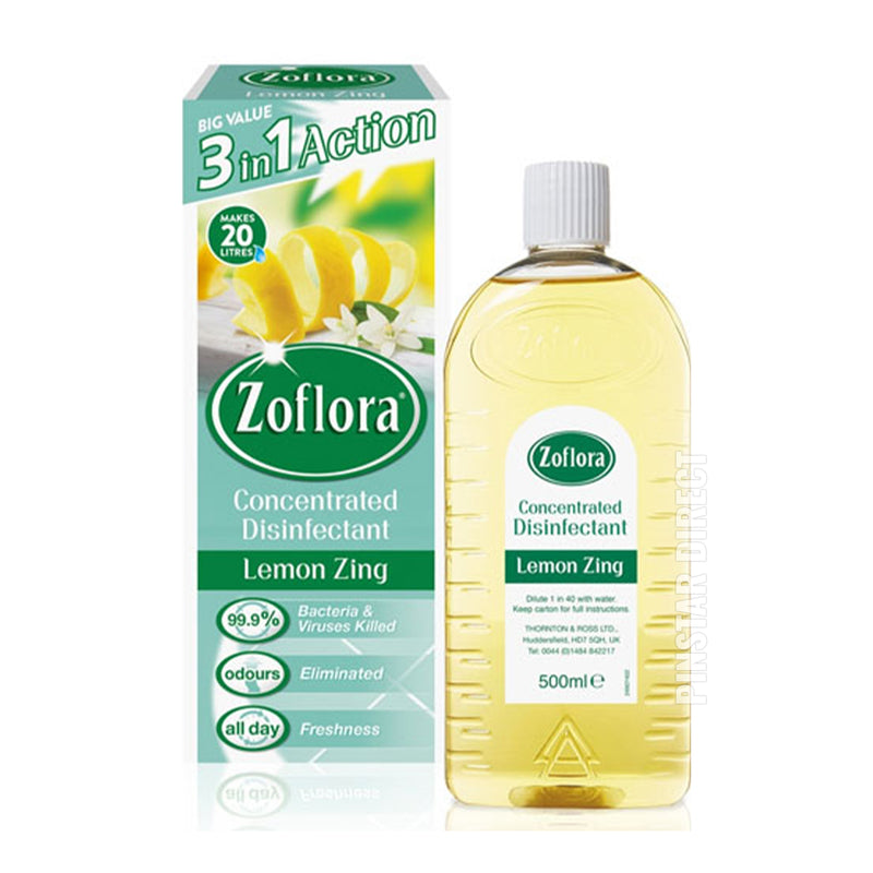 Zoflora Lemon Zing Concentrated Cleaning Liquid 500ml x3