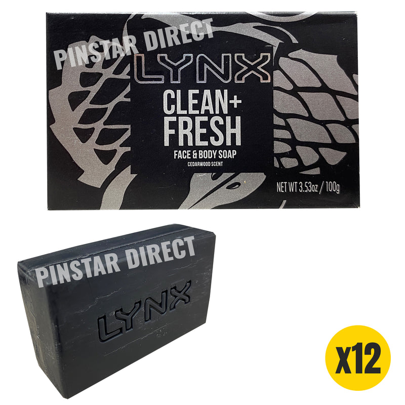 Lynx Bodywash Shower Soap Bars Face & Body Soap 100g Clean + Fresh Scent