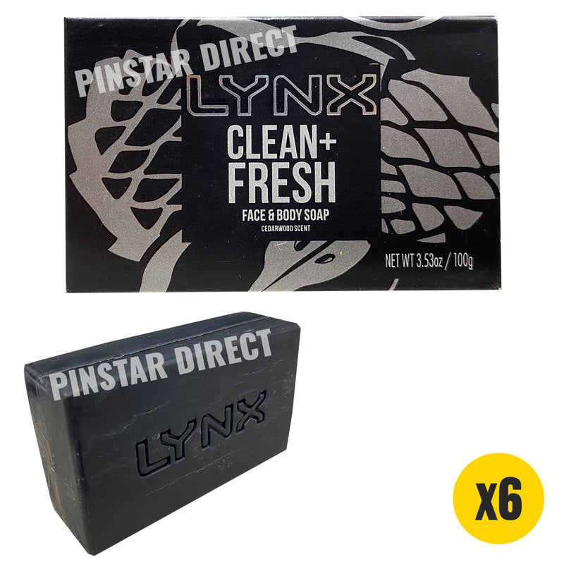 Lynx Bodywash Shower Soap Bars Face & Body Soap 100g Clean + Fresh Scent