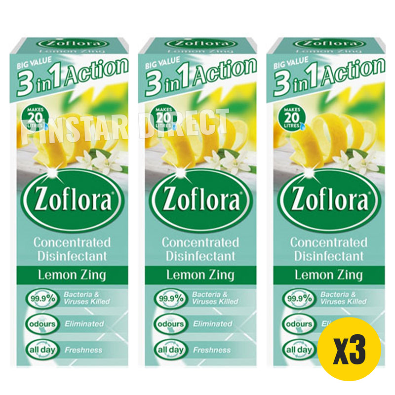 Zoflora Lemon Zing Concentrated Cleaning Liquid 500ml x3